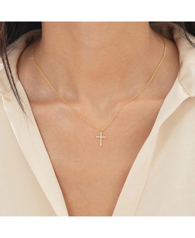 Bearfruit Jewelry 14k Gold Plated Lisette Crystal Cross Necklace Holiday Gift Guide