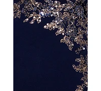 Xscape Petite One-Shoulder Applique Ball Gown