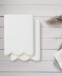 Linum Home Adornia Scallop Cotton 2-Pc. Hand Towel Set, 16" x 30"