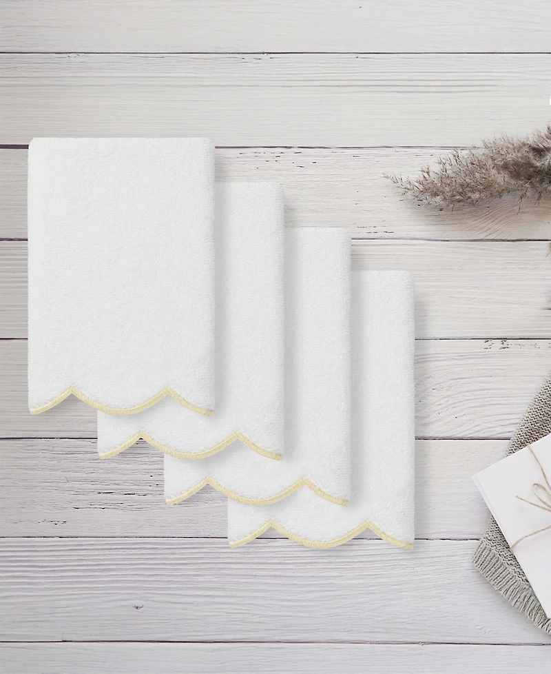 Linum Home Adornia Scallop Cotton 4-Pc. Fingertip Towel Set, 11" x 18"