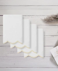 Linum Home Adornia Scallop Cotton 4-Pc. Fingertip Towel Set, 11" x 18"