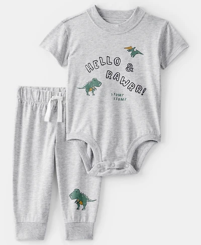Carter's Baby Boys' Dinosaur Print Crewneck Bodysuit and Pants, 2-Piece Set