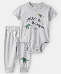 Carter's Baby Boys' Dinosaur Print Crewneck Bodysuit and Pants, 2-Piece Set