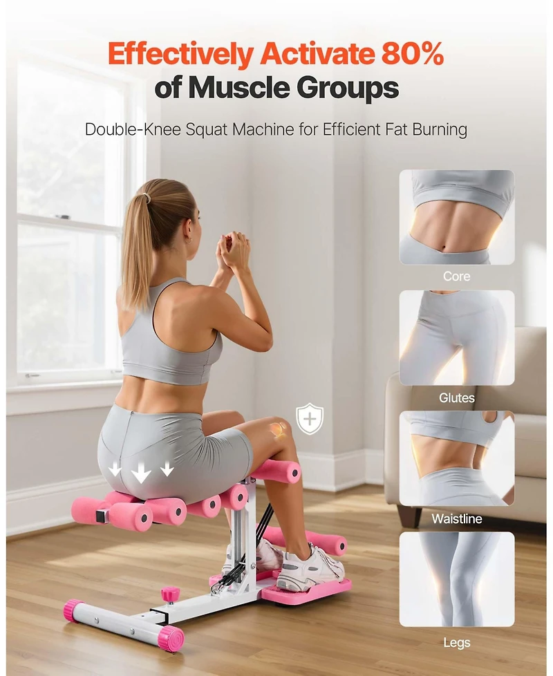 Mecale Deep Squat Machine, Adjustable Glutes Trainer with Resistance Bands and Folding Design for Home Leg and Core Workouts