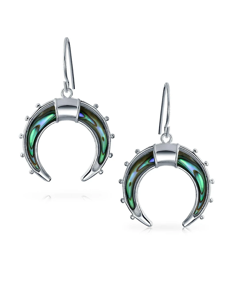 Bling Jewelry Celestial Rainbow Iridescent Half Crescent Moon Dangle Earrings Sterling Silver