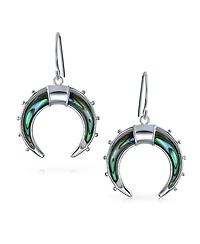 Bling Jewelry Celestial Rainbow Iridescent Half Crescent Moon Dangle Earrings Sterling Silver