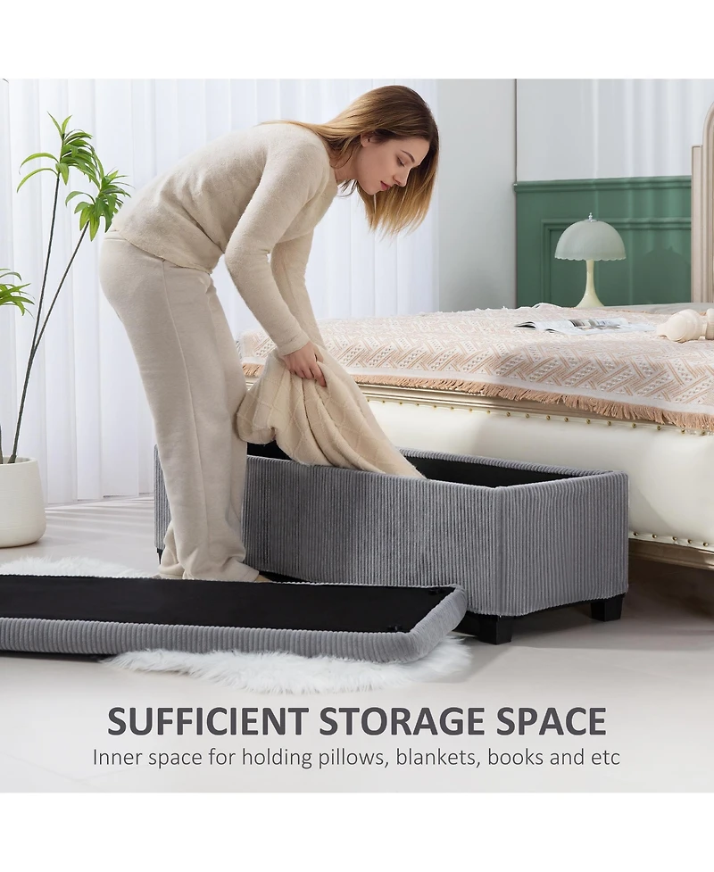 Homcom 47 Inches Storage Ottoman Bench, Foot Rest with Removable Lid