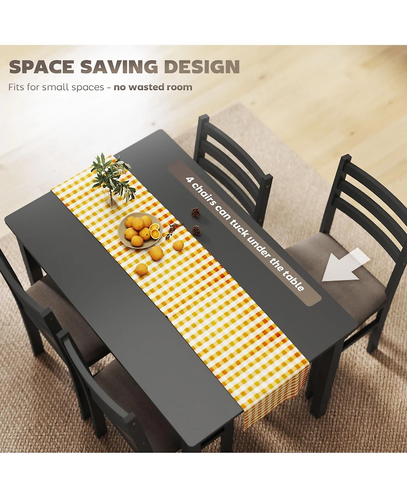 Homcom 5-Piece Dining Table Set with Upholste Chairs