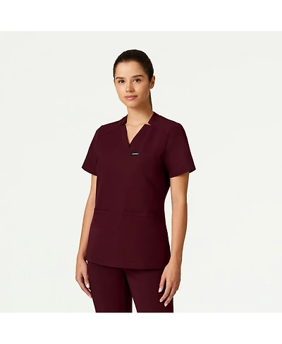 Jaanuu Women's Helia 3-Pocket Slim Notched V-Neck Scrub Top