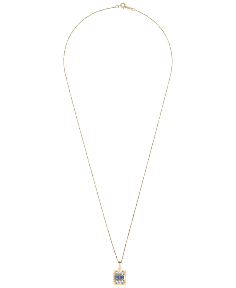 Macy's Blue Sapphire (1/4 ct. t.w.) and White Sapphire (1/4 ct. t.w.) Pendant Necklace in 14k Yellow Gold