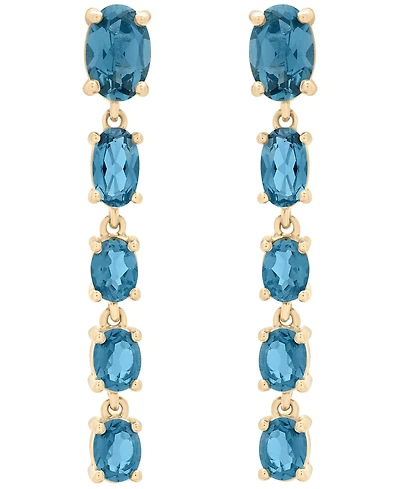 Macy's London Blue Topaz (2-5/8 ct. t.w.) Drop Earrings in 14k Yellow Gold