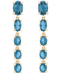Macy's London Blue Topaz (2-5/8 ct. t.w.) Drop Earrings in 14k Yellow Gold