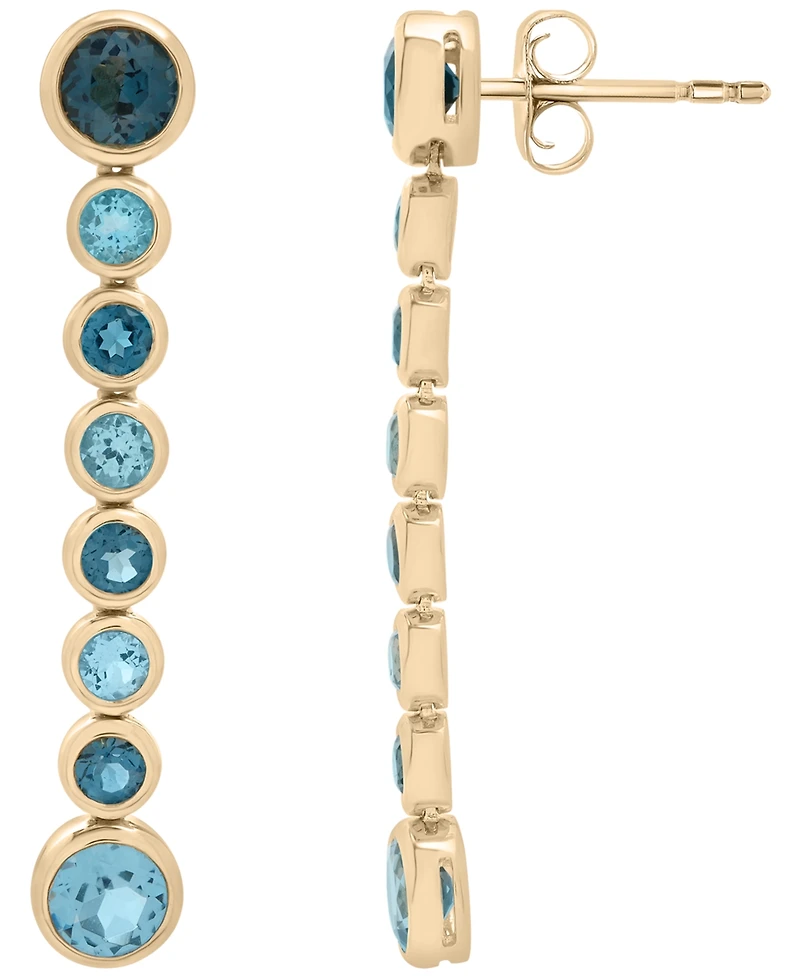 Macy's London Blue Topaz (1-7/8 ct. t.w.) and Blue Topaz (1-7/8 ct. t.w.) Long Earrings in 14k Gold Over Sterling Silver