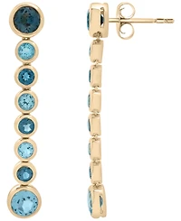 Macy's London Blue Topaz (1-7/8 ct. t.w.) and Blue Topaz (1-7/8 ct. t.w.) Long Earrings in 14k Gold Over Sterling Silver