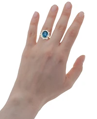 Macy's London Blue Topaz (5-7/8 ct. t.w.) and White Sapphire (1-1/3 ct. t.w.) Ring in 14k Yellow Gold