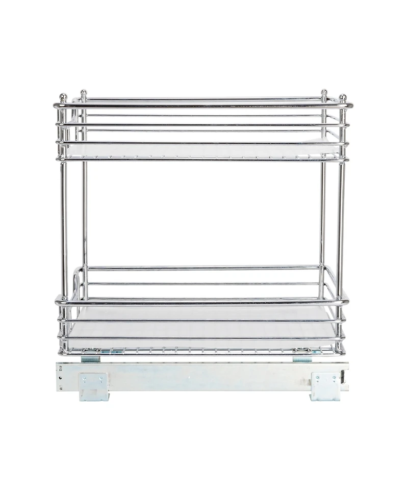 Household Essentials Glidez 14.25" W Steel Pull-Out Storage Organizer, 2-Tier Design, Chrome