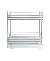 Household Essentials Glidez 14.25" W Steel Pull-Out Storage Organizer, 2-Tier Design, Chrome
