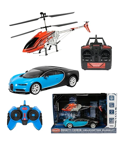World Tech Toys Bugatti Chiron 1:14 3.5 Channel Gyro Helicopter Pursuit Set