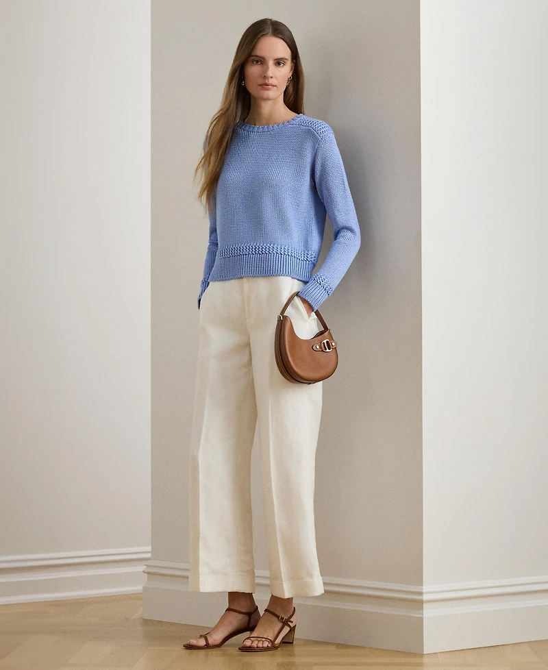 Lauren Ralph Women's Crewneck Stitch Detailing Sweater