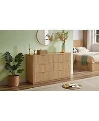 Streamdale Furniture Modern 6-Drawer Dresser, Wide Chest, Walnut