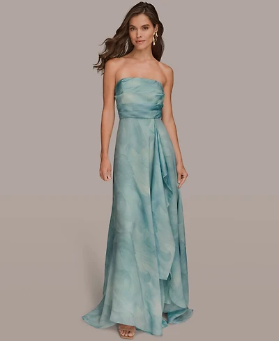 Donna Karan New York Women's Floral Print Strapless Ball Gown