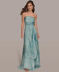 Donna Karan New York Women's Floral Print Strapless Ball Gown