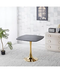 Streamdale Furniture Square Dining Table 31.5", Mid-Century Modern Kitchen Table, Black/Gold Base
