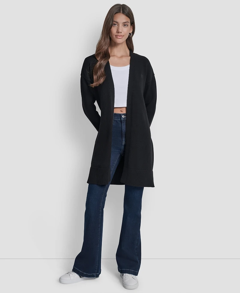 Dkny Jeans Women's Belted Oversized Open-Front Cardigan