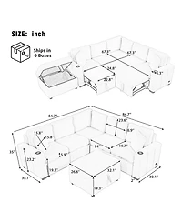 Streamdale 84.7" Convertible Sectional Sofa Bed with Ottoman