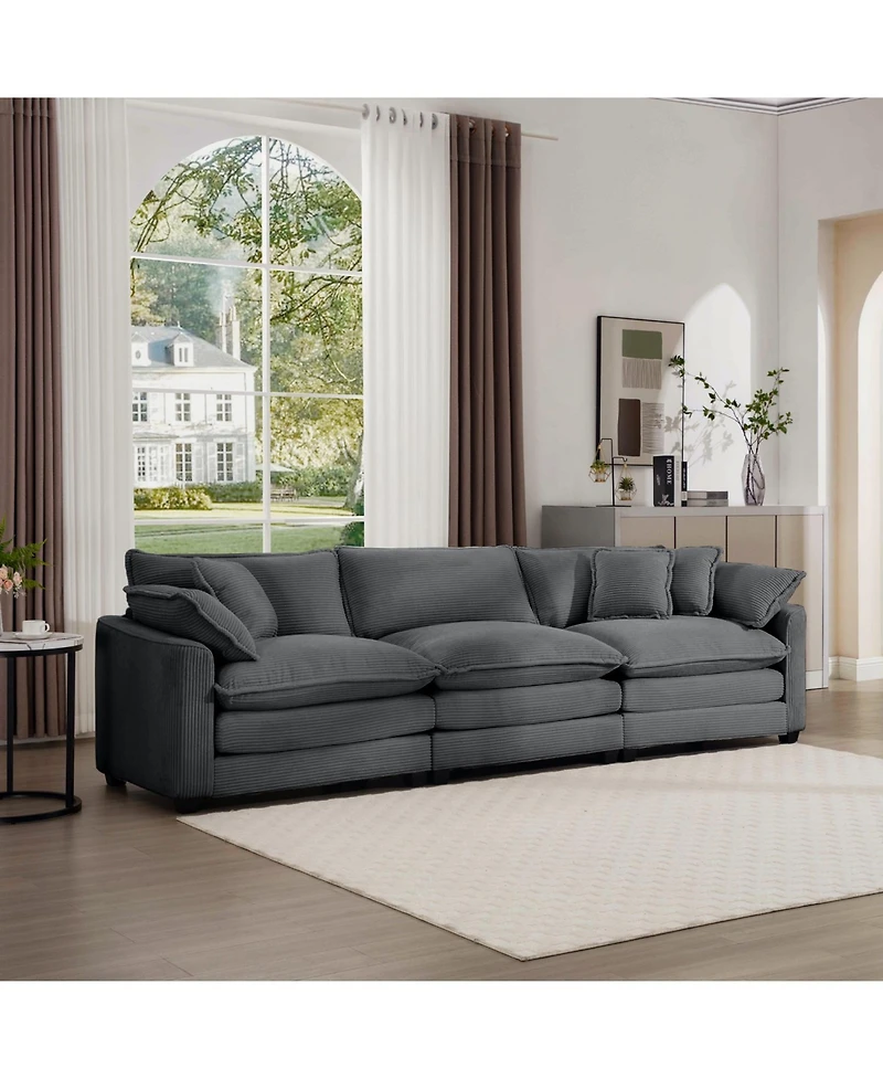 Streamdale Furniture Mid-Century Modern Corduroy Sectional Sofa