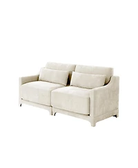 Streamdale Furniture Beige Chenille 2-Seater Sofa with Lumbar Pillows