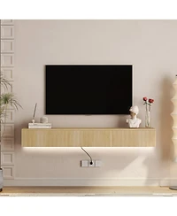 Streamdale Furniture Floating Tv Stand w/ LEDs, 69" Modern Entertainment Center for 55-65" TVs