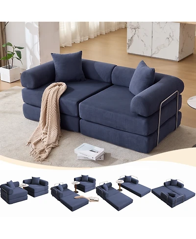 Streamdale Furniture Modular Couch Sofa Bed for Apartment, Convertible Sofa Bed, Blue