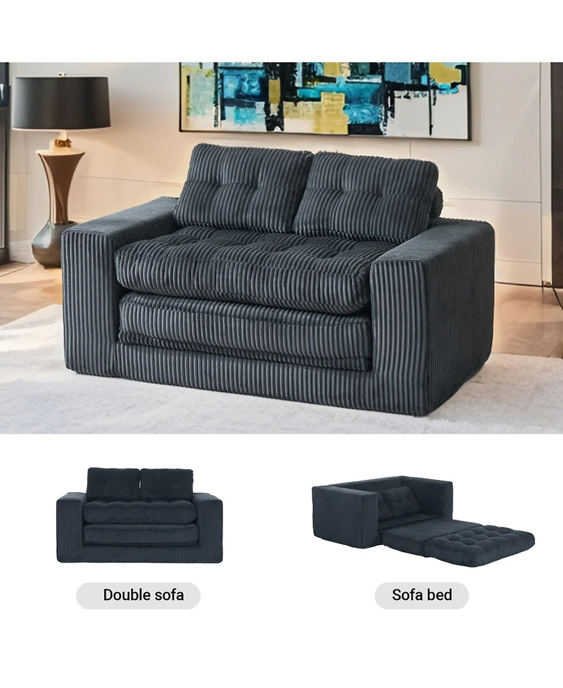 Streamdale Furniture Loveseat Sofa Bed with Memory Foam, Steel Frame, No Assembly
