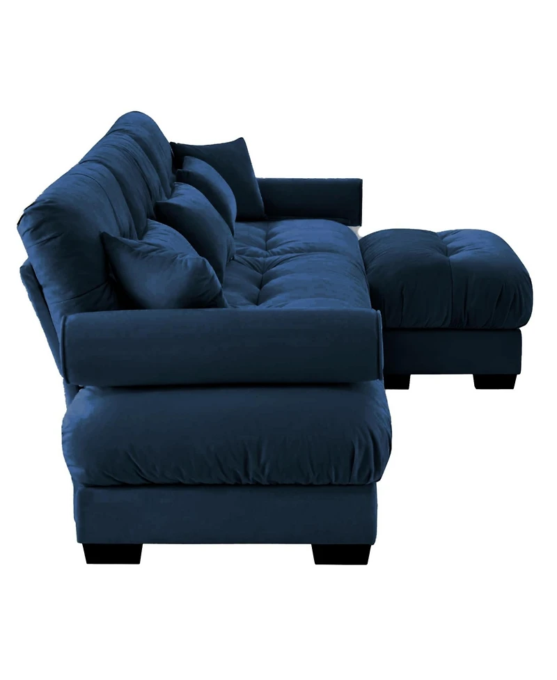 Streamdale Furniture Super Comfort Oversized Modular Velvet Sectional Sofa Couch with Ottoman