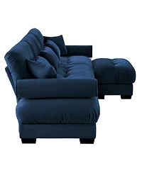 Streamdale Furniture Super Comfort Oversized Modular Velvet Sectional Sofa Couch with Ottoman