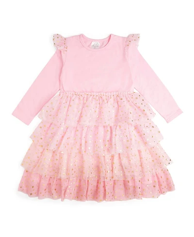 Sweet Wink Toddler Girls Pink Princess Tiered Long Sleeve Tutu Dress