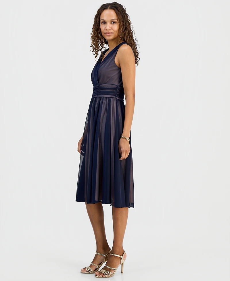 Connected Petite Sleeveless Chiffon Midi Dress