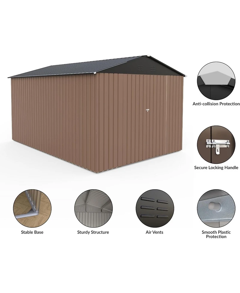 Gaomon 8x12FT Metal Outdoor Storage Shed, Lockable Tool Shed with Sloped Roof for Backyard, Patio, Garage, Lawn