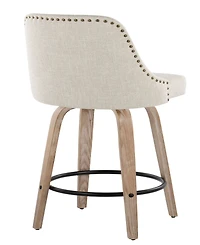 Lumisource Fabric Studded Marcel Transitional Fixed-Height Counter Stool, Set of 2