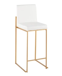 Lumisource Fabric Fuji Contemporary High Back Counter Stool, Set of 3