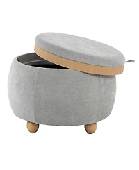 Lumisource 14.75" Fabric Tray Pouf Contemporary Storage Ottoman