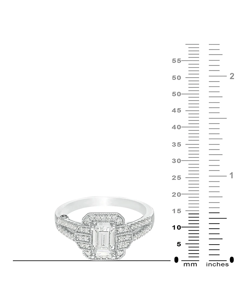 Macy's Emerald Diamond Halo Engagement Ring (3/4 ct. t.w.) in 14k White Gold