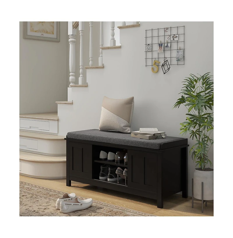 Slickblue Lift-Top Shoe Storage Bench for Entryway