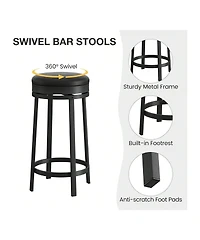 gaomon Swivel Bar Stools, 24 Inch Counter Height Bar Stools With Footrest, Pu, For Dining Room, Home Bar