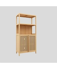 Streamdale Furniture Bamboo Cabinet Floor Storage for Bathroom, Living Room