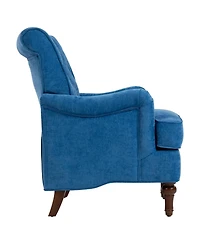 Streamdale Furniture Light Chenille Club Chair with Retro Wooden Legs