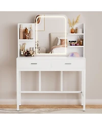 Aheaplus Makeup Vanity with Mirror and Lights, Table Drawers