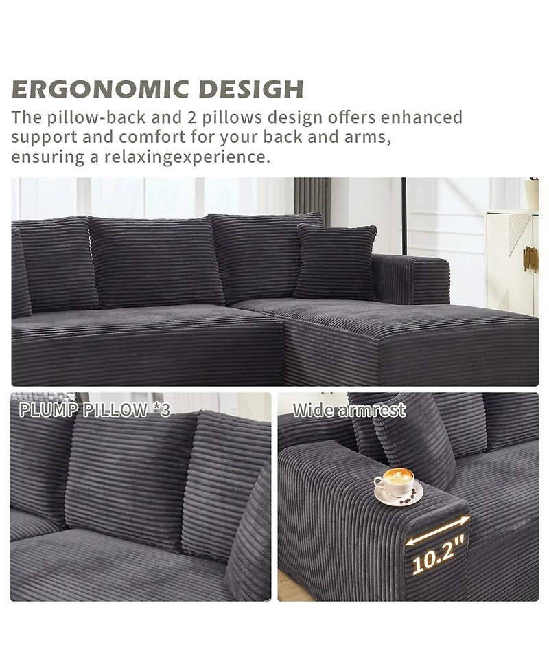 Boyel Living Modular Sectional Sofa Couches L-Shape Couch 3 Seat Memory Foam Couches, Cloud with Right Chaise.