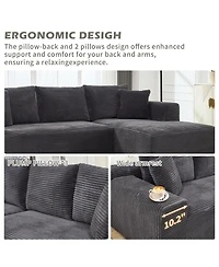 Boyel Living Modular Sectional Sofa Couches L-Shape Couch 3 Seat Memory Foam Couches, Cloud with Right Chaise.